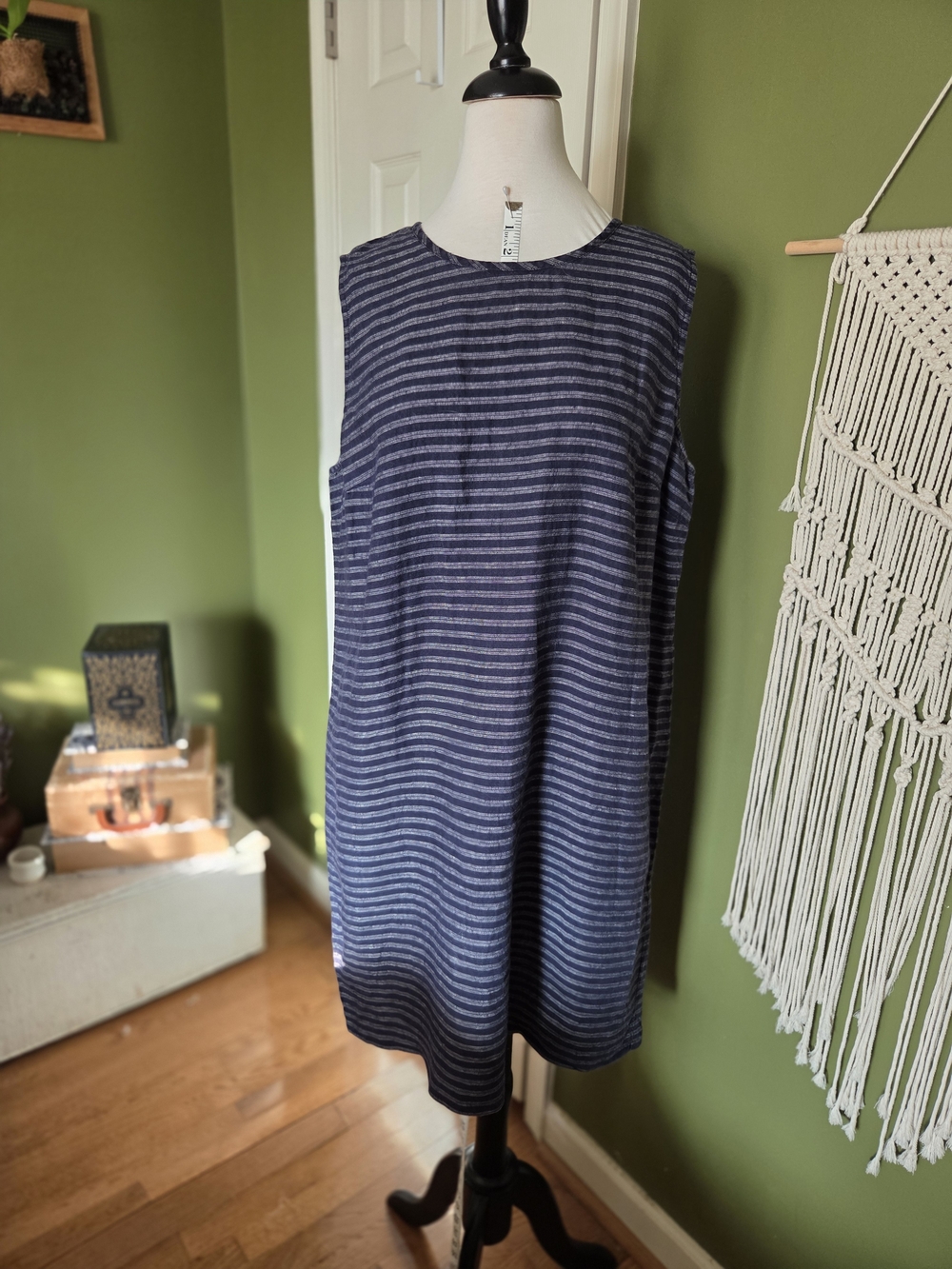 J. Jill Sleeveless Navy and Light Gray Striped Tunic